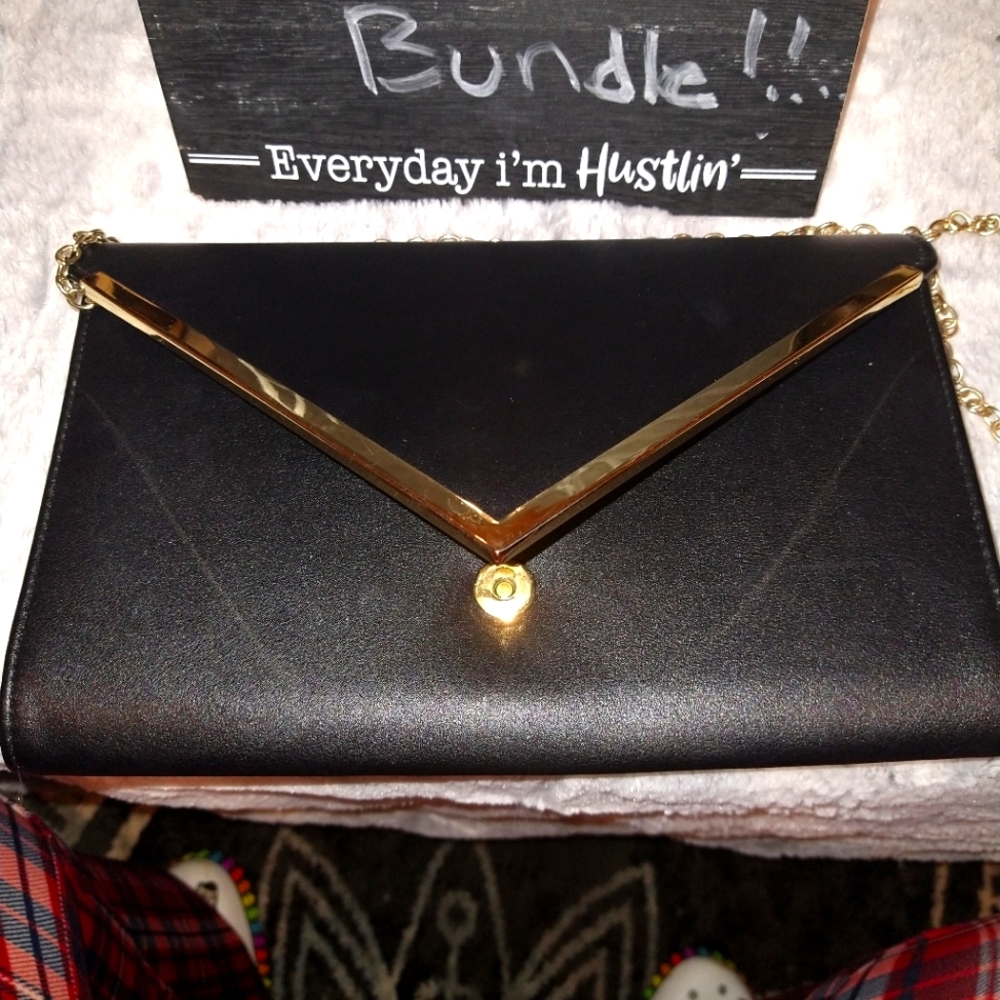 Aldo black satin evening bag.